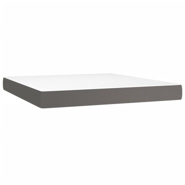 vidaXL Κρεβάτι Boxspring με Στρώμα Γκρι 180x200cm Συνθετικό Δέρμα 1 τεμ. - Διπλό