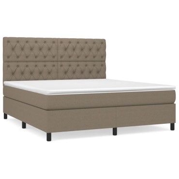 vidaXL Κρεβάτι Boxspring με Στρώμα Taupe 160x200 εκ. Υφασμάτινο
