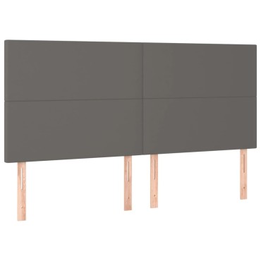 vidaXL Κρεβάτι Boxspring με Στρώμα Γκρι 180x200cm Συνθετικό Δέρμα 1 τεμ. - Διπλό