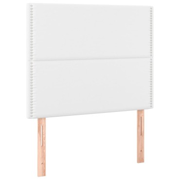 vidaXL Κρεβάτι Boxspring με Στρώμα & LED Λευκό 90x190cm Συνθ. Δέρμα 1 τεμ. - Μονό