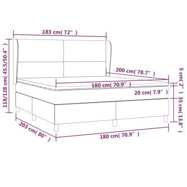 vidaXL Κρεβάτι Boxspring με Στρώμα Γκρι 180x200 εκ. Συνθετικό Δέρμα