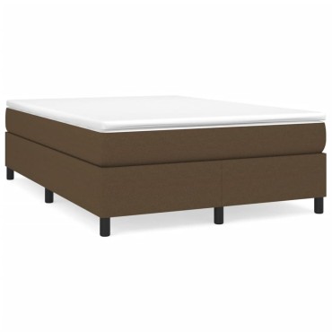 vidaXL Κρεβάτι Boxspring με Στρώμα Σκούρο Καφέ 140x190 εκ. Υφασμάτινο