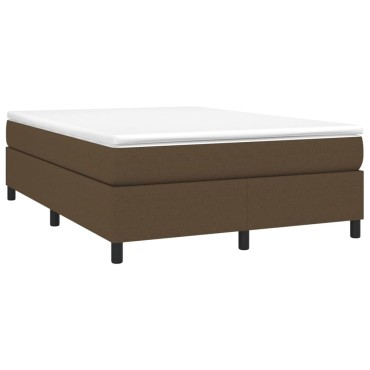 vidaXL Κρεβάτι Boxspring με Στρώμα Σκούρο Καφέ 140x190 εκ. Υφασμάτινο
