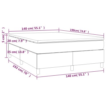 vidaXL Κρεβάτι Boxspring με Στρώμα Σκούρο Καφέ 140x190 εκ. Υφασμάτινο