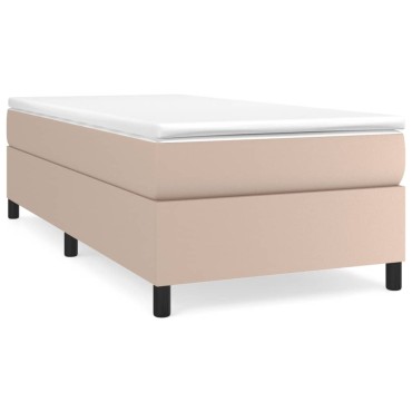 vidaXL Κρεβάτι Boxspring με Στρώμα Καπουτσίνο 90x200εκ.από Συνθ. Δέρμα