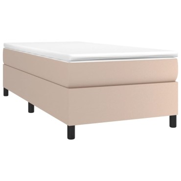 vidaXL Κρεβάτι Boxspring με Στρώμα Καπουτσίνο 90x200εκ.από Συνθ. Δέρμα