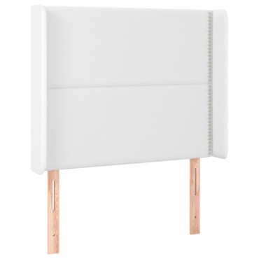 vidaXL Κρεβάτι Boxspring με Στρώμα & LED Λευκό 90x190cm Συνθ. Δέρμα 1 τεμ. - Μονό