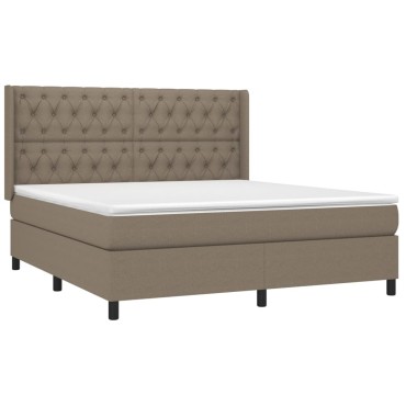 vidaXL Κρεβάτι Boxspring με Στρώμα & LED Taupe 160x200 εκ. Υφασμάτινο