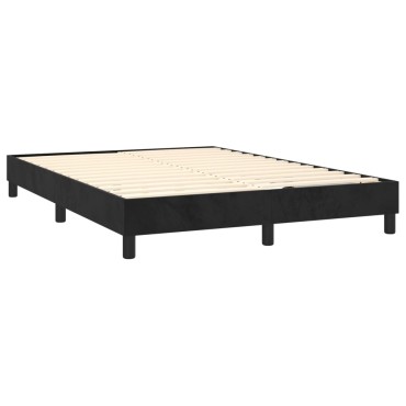vidaXL Κρεβάτι Boxspring με Στρώμα & LED Μαύρο 140x200 εκ. Βελούδινο
