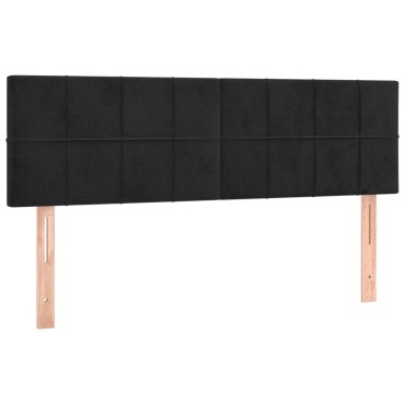 vidaXL Κρεβάτι Boxspring με Στρώμα & LED Μαύρο 140x200 εκ. Βελούδινο