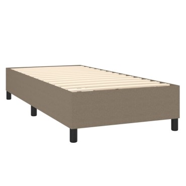 vidaXL Κρεβάτι Boxspring με Στρώμα & LED Taupe 90x190 εκ. Υφασμάτινο
