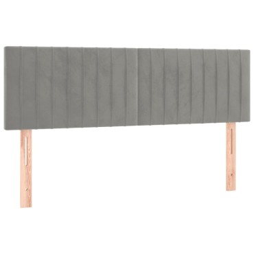 vidaXL Κρεβάτι Boxspring με Στρώμα & LED Αν.Γκρι 140x200 εκ. Βελούδινο
