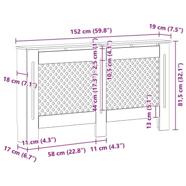vidaXL Καλύμματα Καλοριφέρ 2 τεμ. Λευκά 152 x 19 x 81,5 εκ. από MDF