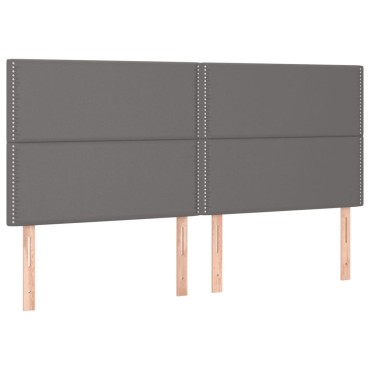 vidaXL Κρεβάτι Boxspring με Στρώμα & LED Γκρι 180x200cm Συνθ. Δέρμα 1 τεμ. - Διπλό