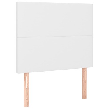 vidaXL Κρεβάτι Boxspring με Στρώμα & LED Λευκό 90x190cm Συνθ. Δέρμα 1 τεμ. - Μονό
