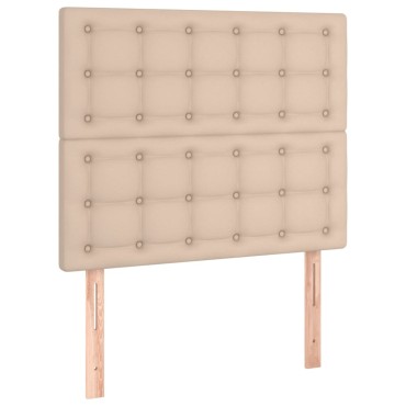vidaXL Κρεβάτι Boxspring Στρώμα&LED Καπουτσίνο 120x200 εκ. Συνθ. Δέρμα