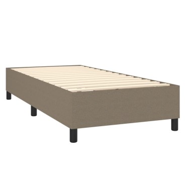 vidaXL Κρεβάτι Boxspring με Στρώμα & LED Taupe 90x190 εκ. Υφασμάτινο