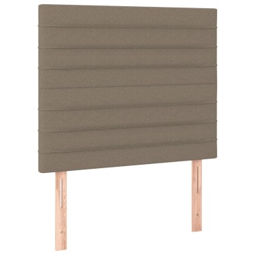 vidaXL Κρεβάτι Boxspring με Στρώμα & LED Taupe 90x190 εκ. Υφασμάτινο