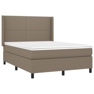 vidaXL Κρεβάτι Boxspring με Στρώμα & LED Taupe 140x200 εκ. Υφασμάτινο