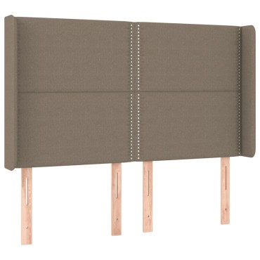 vidaXL Κρεβάτι Boxspring με Στρώμα & LED Taupe 140x200 εκ. Υφασμάτινο