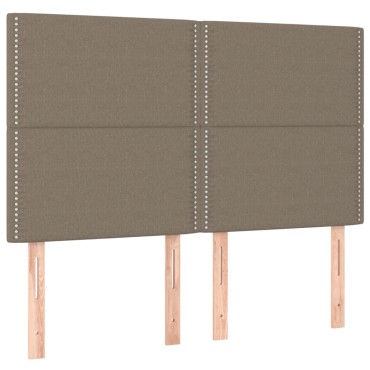 vidaXL Κρεβάτι Boxspring με Στρώμα & LED Taupe 140x200 εκ. Υφασμάτινο