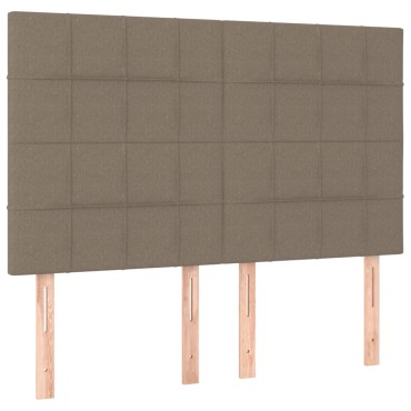 vidaXL Κρεβάτι Boxspring με Στρώμα & LED Taupe 140x200 εκ. Υφασμάτινο