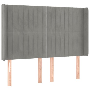 vidaXL Κρεβάτι Boxspring με Στρώμα&LED Αν. Γκρι 140x190 εκ. Βελούδινο
