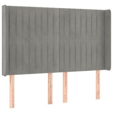 vidaXL Κρεβάτι Boxspring με Στρώμα & LED Αν.Γκρι 140x200 εκ. Βελούδινο