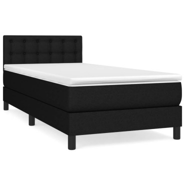 vidaXL Κρεβάτι Boxspring με Στρώμα Μαύρο 90x200 εκ. Υφασμάτινο