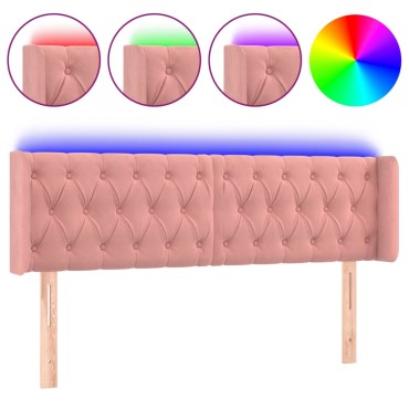 vidaXL Κεφαλάρι Κρεβατιού LED Ροζ 147x16x78/88cm Βελούδινο 1 τεμ.