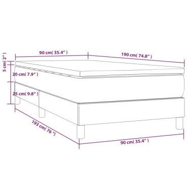 vidaXL Κρεβάτι Boxspring με Στρώμα Μαύρο 90x190 εκ.Υφασμάτινο