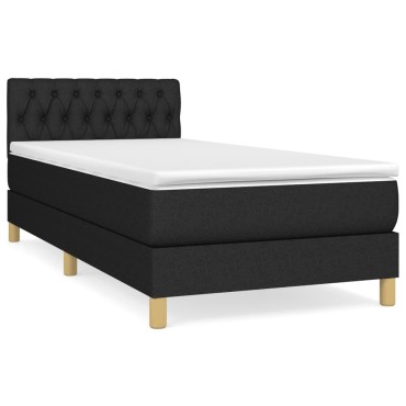 vidaXL Κρεβάτι Boxspring με Στρώμα Μαύρο 90x190 εκ.Υφασμάτινο