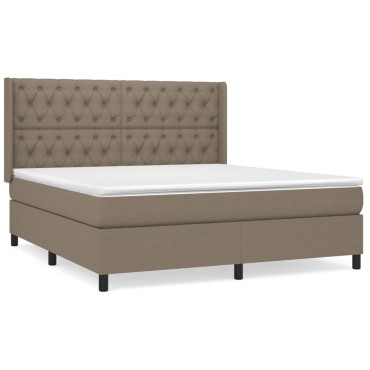 vidaXL Κρεβάτι Boxspring με Στρώμα Taupe 160x200 εκ. Υφασμάτινο