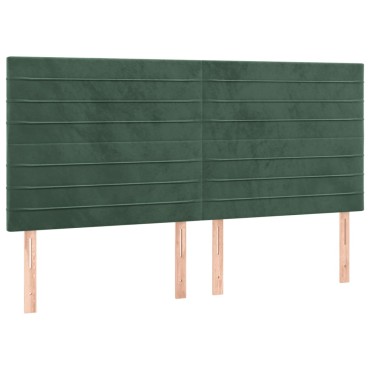vidaXL Κρεβάτι Boxspring με Στρώμα & LED Σκ. Πράσινο 160x200εκ Βελούδο