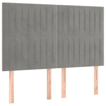 vidaXL Κρεβάτι Boxspring με Στρώμα & LED Αν.Γκρι 140x200 εκ. Βελούδινο