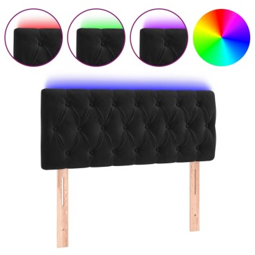 vidaXL Κεφαλάρι Κρεβατιού LED Μαύρο 100x7x78/88cm Βελούδινο 1 τεμ.