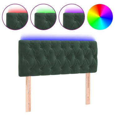 vidaXL Κεφαλάρι Κρεβατιού LED Σκούρο Πράσινο 100x7x78/88cm Βελούδινο 1 τεμ.