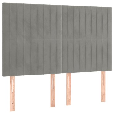 vidaXL Κρεβάτι Boxspring με Στρώμα&LED Αν. Γκρι 140x190 εκ. Βελούδινο