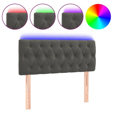 vidaXL Κεφαλάρι Κρεβατιού LED Σκούρο Γκρι 100x7x78/88cm Βελούδινο 1 τεμ.