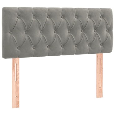 vidaXL Κρεβάτι Boxspring με Στρώμα & LED Αν.Γκρι 100x200 εκ. Βελούδινο