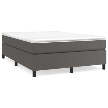 vidaXL Κρεβάτι Boxspring με Στρώμα Γκρι 180x200cm Συνθετικό Δέρμα 1 τεμ. - Διπλό