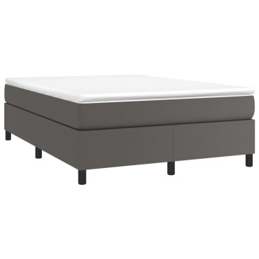 vidaXL Κρεβάτι Boxspring με Στρώμα Γκρι 180x200cm Συνθετικό Δέρμα 1 τεμ. - Διπλό