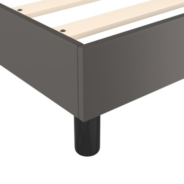 vidaXL Κρεβάτι Boxspring με Στρώμα Γκρι 180x200cm Συνθετικό Δέρμα 1 τεμ. - Διπλό