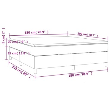 vidaXL Κρεβάτι Boxspring με Στρώμα Γκρι 180x200cm Συνθετικό Δέρμα 1 τεμ. - Διπλό
