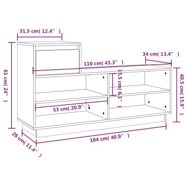 vidaXL Παπουτσοθήκη 110x34 x61cm από Μασίφ Ξύλο Πεύκου
