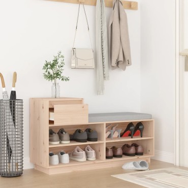 vidaXL Παπουτσοθήκη 110x34 x61cm από Μασίφ Ξύλο Πεύκου