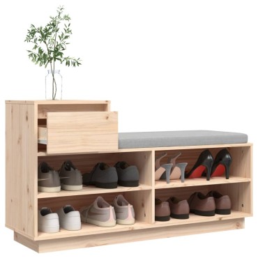 vidaXL Παπουτσοθήκη 110x34 x61cm από Μασίφ Ξύλο Πεύκου