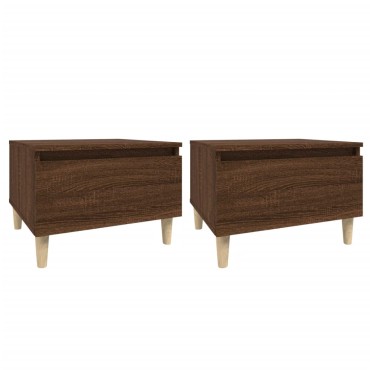 vidaXL Τραπεζάκια Σαλονιού 2 τεμ. Καφέ Δρυς 50x46x35cm Επεξ. Ξύλο