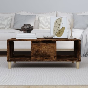 vidaXL Τραπεζάκι Σαλονιού Καπνιστή Δρυς 90x50x36,5cm Επεξεργ. Ξύλο 1 τεμ.