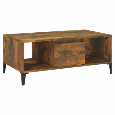 vidaXL Τραπεζάκι Σαλονιού Καπνιστή Δρυς 90x50x36,5cm Επεξεργ. Ξύλο 1 τεμ.